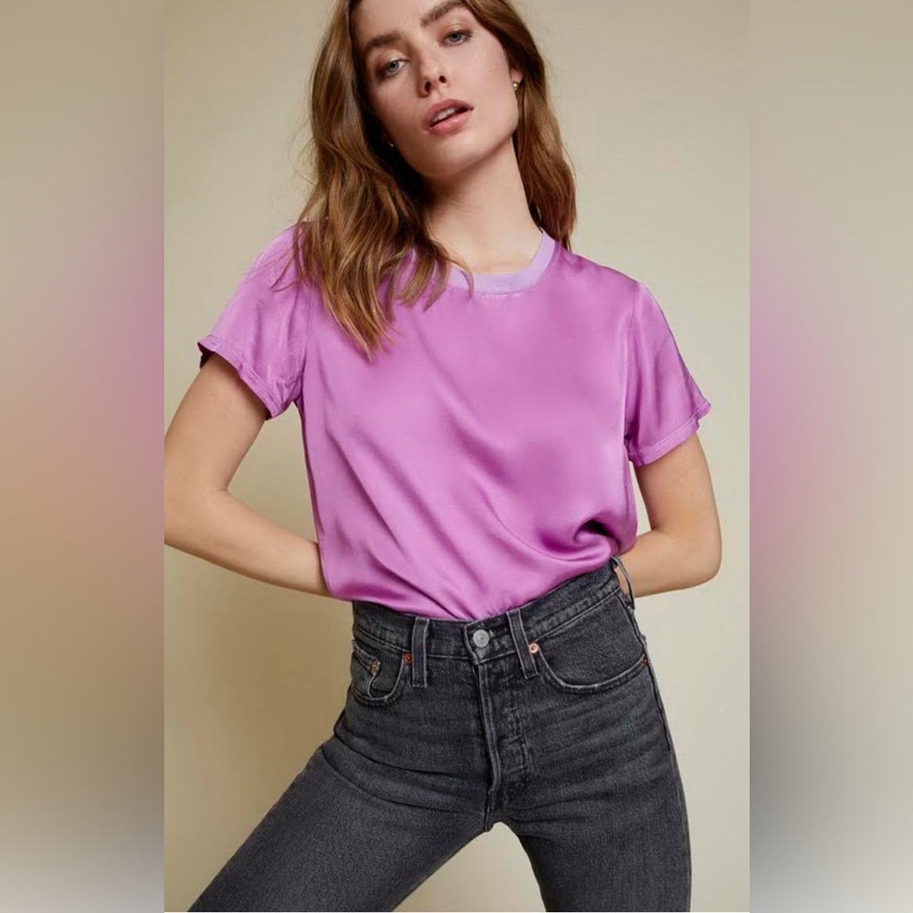 Nation LTD Marie Sateen Boxy Crop Top in Hopeless Romantic Lavender Purple large